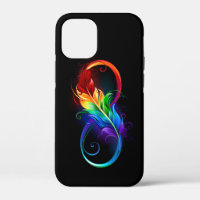 Infinity Symbol with Rainbow Feather