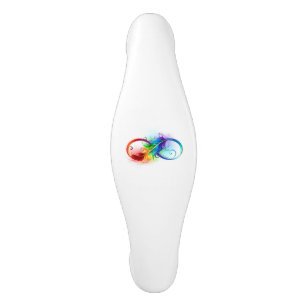 Infinity Symbol with Rainbow Feather Ceramic Cabinet Pull