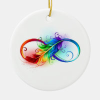 Infinity Symbol with Rainbow Feather