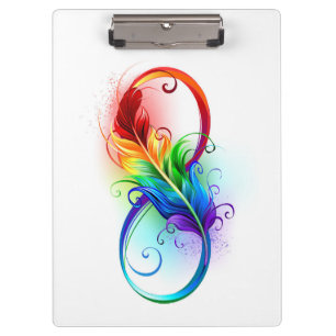 Infinity Symbol with Rainbow Feather Clipboard