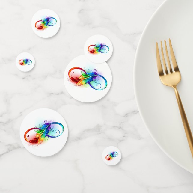 Infinity Symbol with Rainbow Feather Confetti (Group)