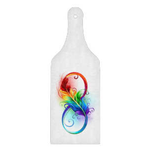 Infinity Symbol with Rainbow Feather Cutting Board