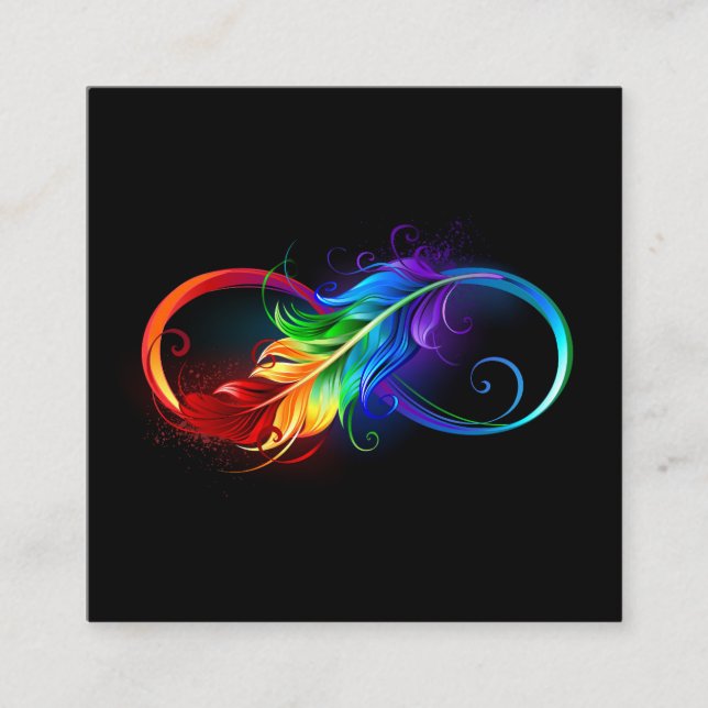 Infinity Symbol with Rainbow Feather Discount Card (Front)