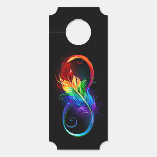 Infinity Symbol with Rainbow Feather Door Hanger