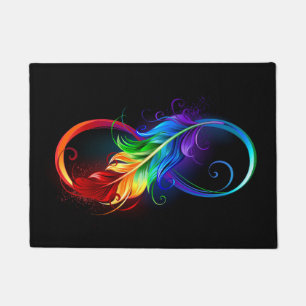 Infinity Symbol with Rainbow Feather Doormat