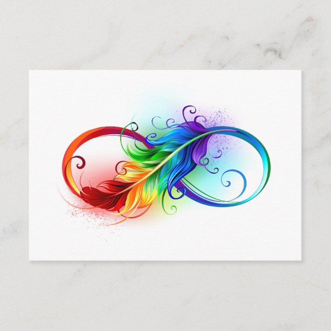 Infinity Symbol with Rainbow Feather Enclosure Card (Front)