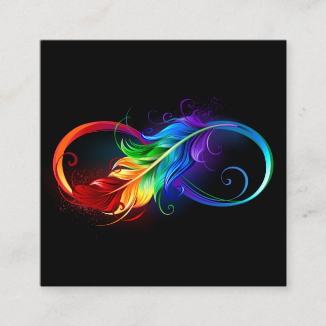 Infinity Symbol with Rainbow Feather Enclosure Card (Front)