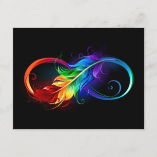 Infinity Symbol with Rainbow Feather Enclosure Card