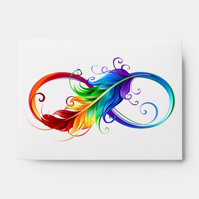 Infinity Symbol with Rainbow Feather Envelope (Front)