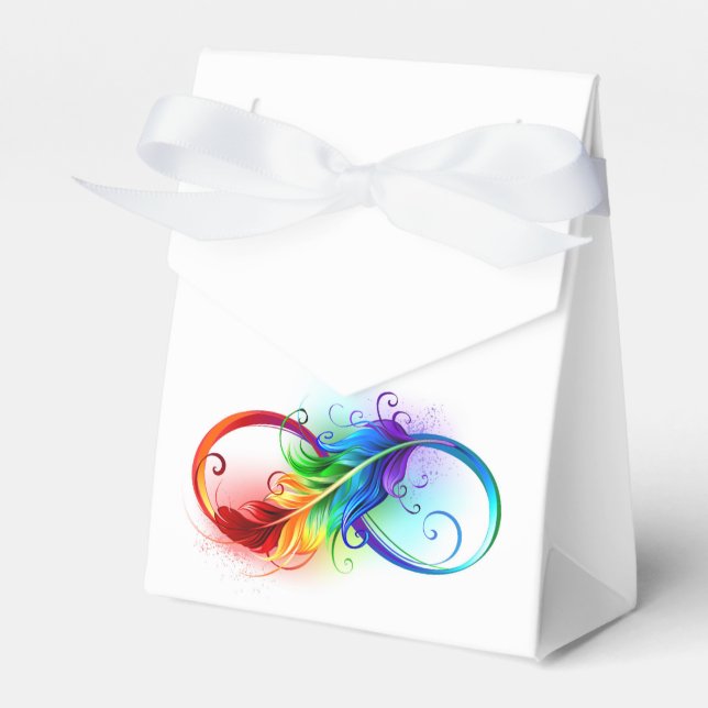 Infinity Symbol with Rainbow Feather Favor Box (Front Side)