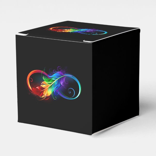 Infinity Symbol with Rainbow Feather Favor Box (Front Side)