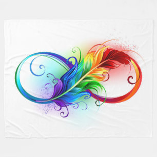 Infinity Symbol with Rainbow Feather Fleece Blanket