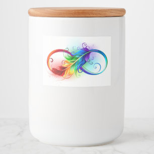 Infinity Symbol with Rainbow Feather Food Label