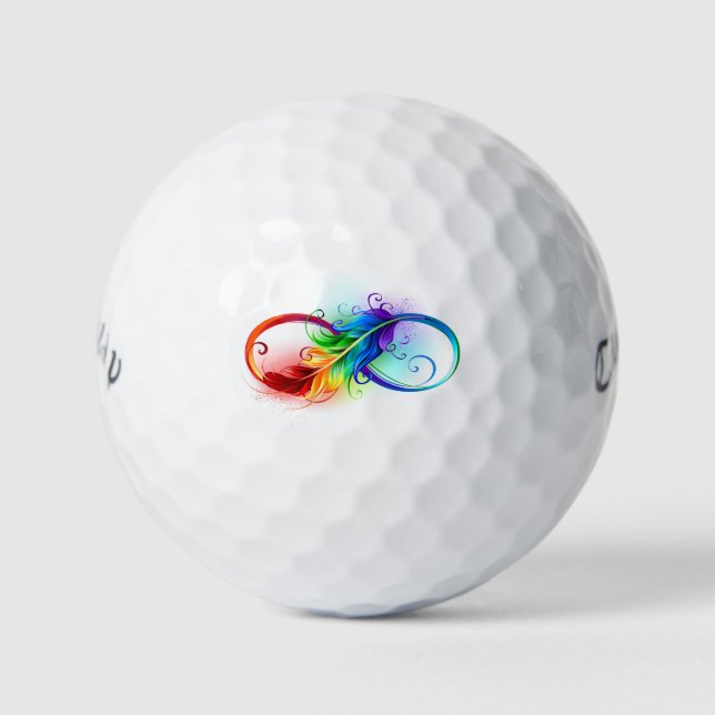 Infinity Symbol with Rainbow Feather Golf Balls (Front)