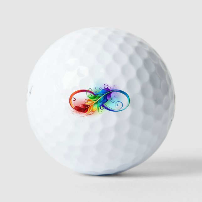 Infinity Symbol with Rainbow Feather Golf Balls (Front)
