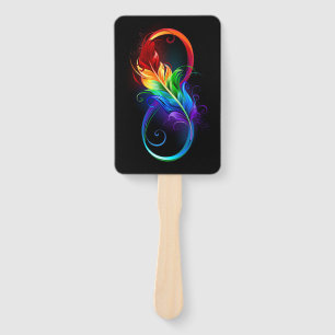 Infinity Symbol with Rainbow Feather Hand Fan