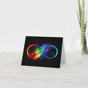 Infinity Symbol with Rainbow Feather Holiday Card