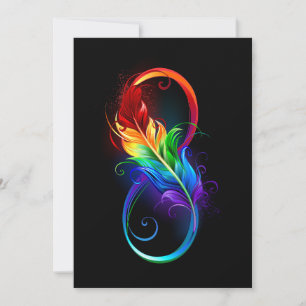 Infinity Symbol with Rainbow Feather Holiday Card