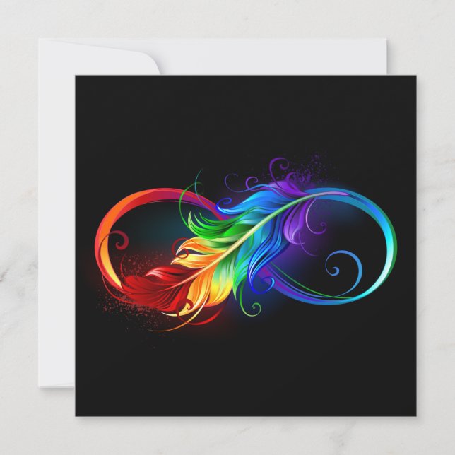 Infinity Symbol with Rainbow Feather Holiday Card (Front)