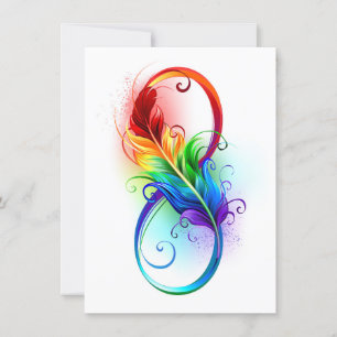 Infinity Symbol with Rainbow Feather Invitation