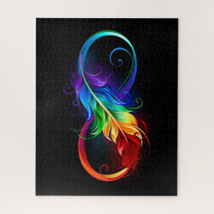 Infinity Symbol with Rainbow Feather Jigsaw Puzzle