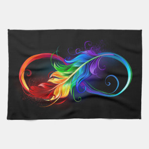 Infinity Symbol with Rainbow Feather Kitchen Towel