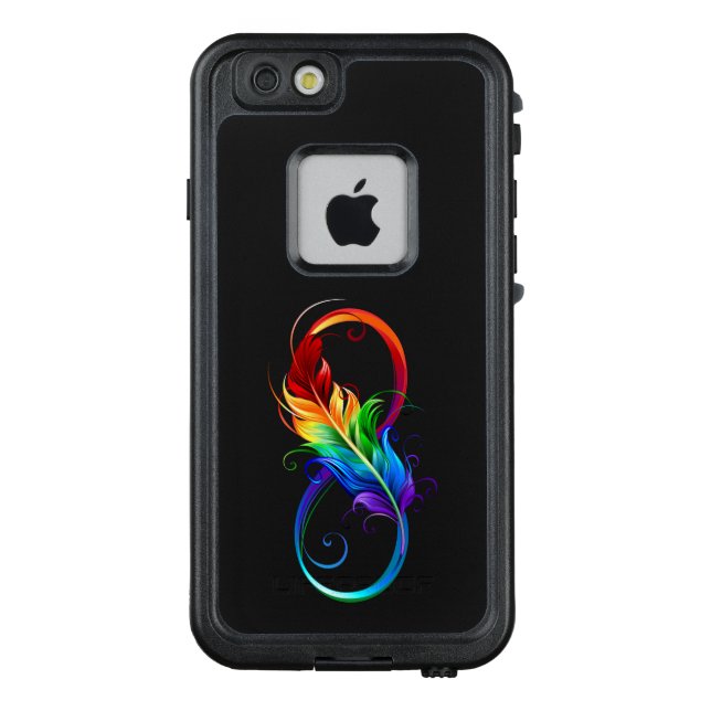 Infinity Symbol with Rainbow Feather LifeProof iPhone Case (Back)