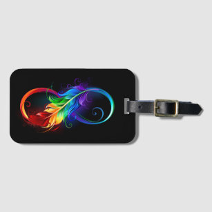 Infinity Symbol with Rainbow Feather Luggage Tag