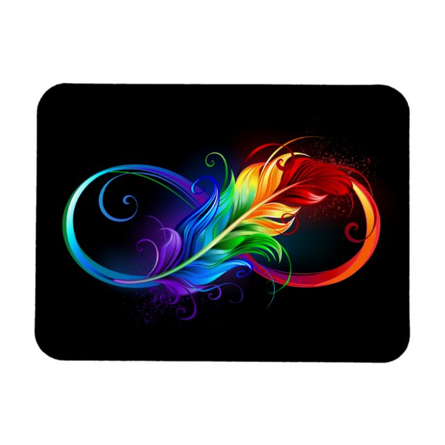 Infinity Symbol with Rainbow Feather Magnet (Horizontal)