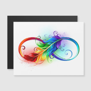 Infinity Symbol with Rainbow Feather Magnetic Invitation