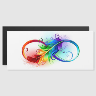 Infinity Symbol with Rainbow Feather Magnetic Invitation