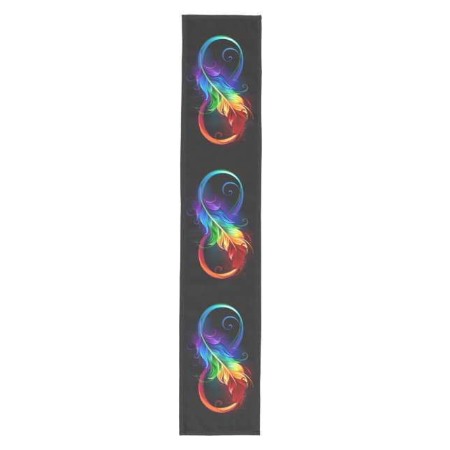 Infinity Symbol with Rainbow Feather Medium Table Runner (Front)