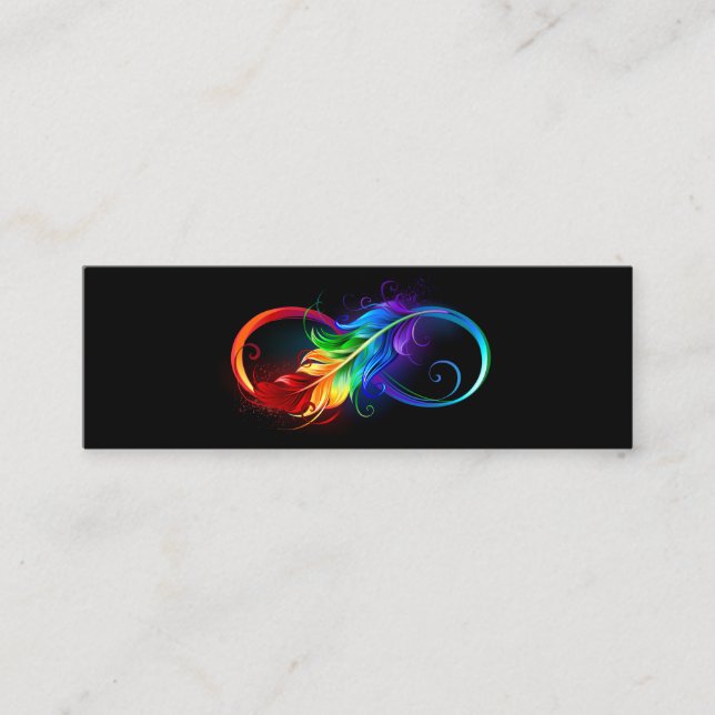 Infinity Symbol with Rainbow Feather Mini Business Card (Front)