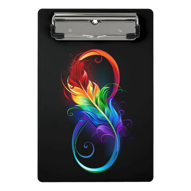 Infinity Symbol with Rainbow Feather Mini Clipboard (Front)