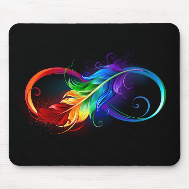 Infinity Symbol with Rainbow Feather Mouse Pad (Front)