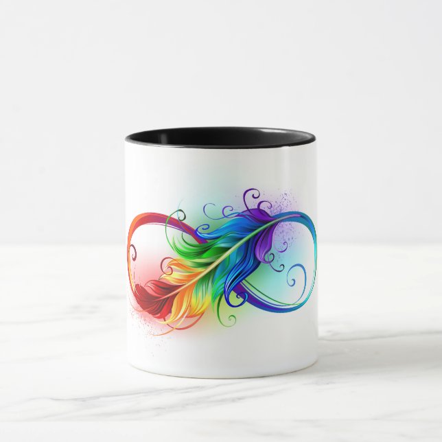 Infinity Symbol with Rainbow Feather Mug (Center)