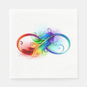 Infinity Symbol with Rainbow Feather Napkin