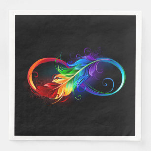 Infinity Symbol with Rainbow Feather Napkin
