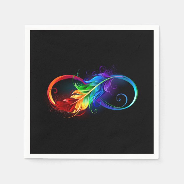 Infinity Symbol with Rainbow Feather Napkin (Front)