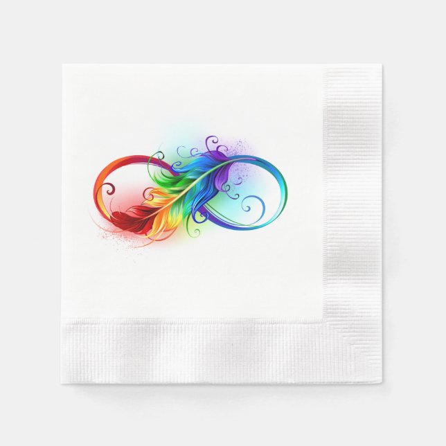 Infinity Symbol with Rainbow Feather Napkin (Front)