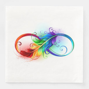 Infinity Symbol with Rainbow Feather Napkin