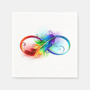 Infinity Symbol with Rainbow Feather Napkin