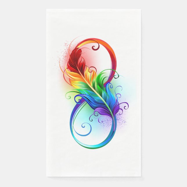 Infinity Symbol with Rainbow Feather Napkin (Front)