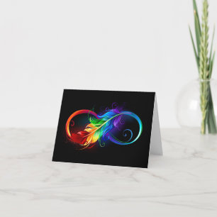 Infinity Symbol with Rainbow Feather Note Card
