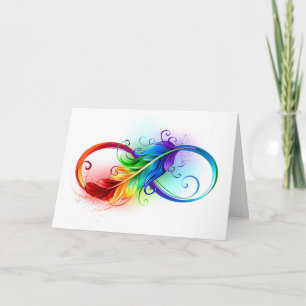 Infinity Symbol with Rainbow Feather Note Card
