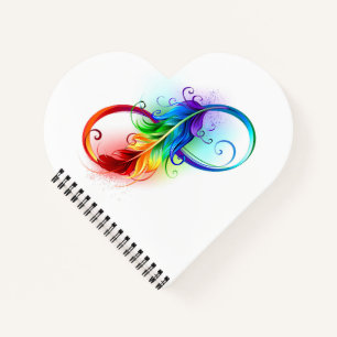 Infinity Symbol with Rainbow Feather Notebook