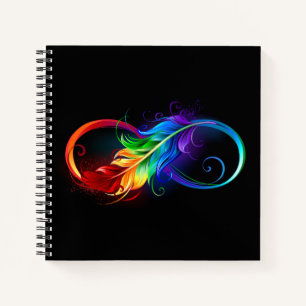 Infinity Symbol with Rainbow Feather Notebook
