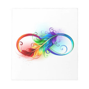 Infinity Symbol with Rainbow Feather Notepad