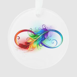Infinity Symbol with Rainbow Feather Ornament