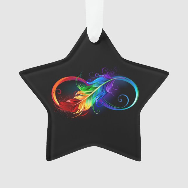 Infinity Symbol with Rainbow Feather Ornament (Front)